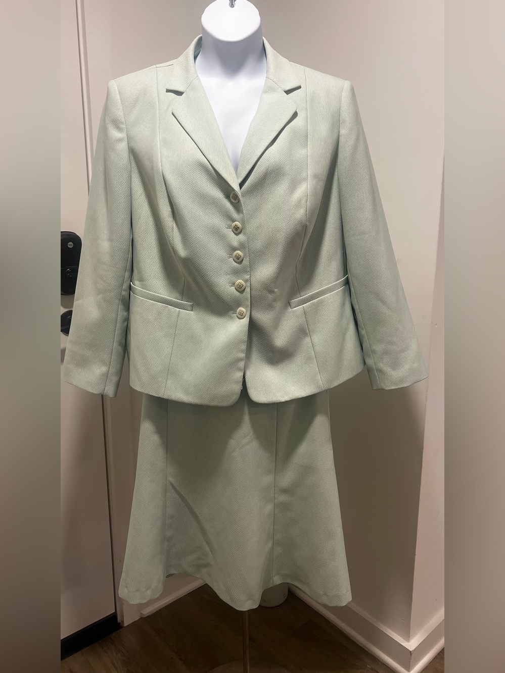 Emily…. Mint Green Tailored Blazer and Skirt Set